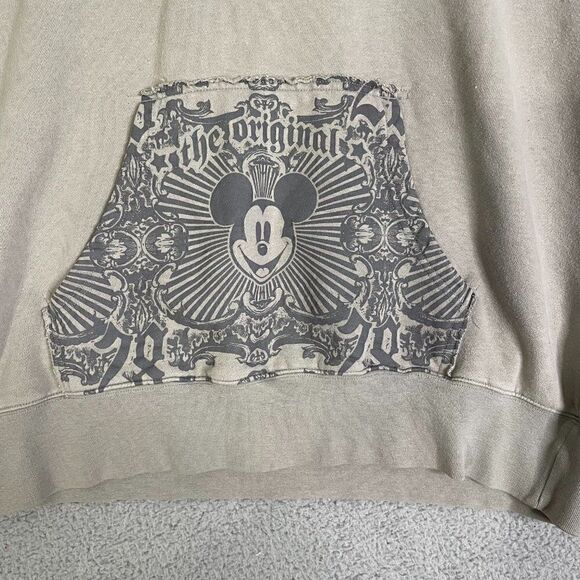 Mickey Mouse Hoodie Disneyland Resort Walt Disney Men L Tan Pullover - Picture 2 of 12